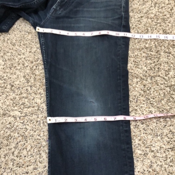 7 for All Mankind Standard Straight Leg Jeans Size 30 30x32 Distressed Dark Blue - Picture 7 of 10